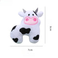 Plush cat toy in cow shape with catnip filling for interactive feline play