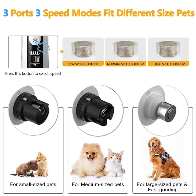 Pet automatic nail grinder with LCD display and dust collection for dogs