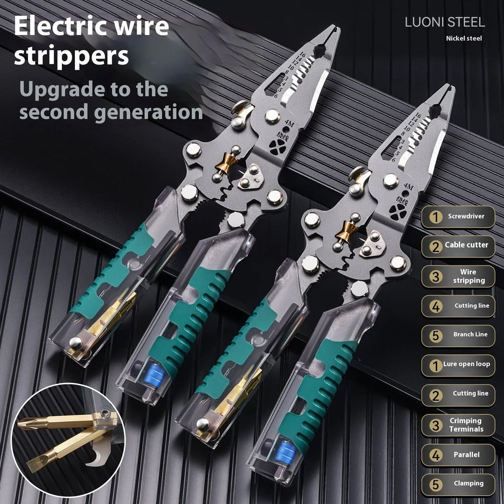 Electricians' wire stripper pointed pliers with rust prevention cutting edges in 225mm length
