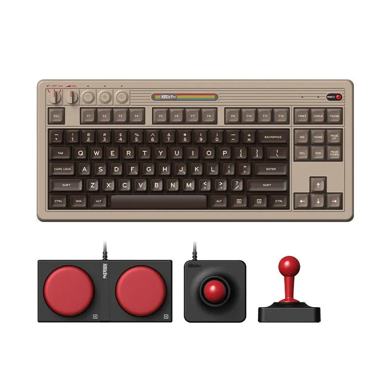 Retro mechanical gaming keyboard with wireless Bluetooth connectivity and rocker control on ABS plastic housing