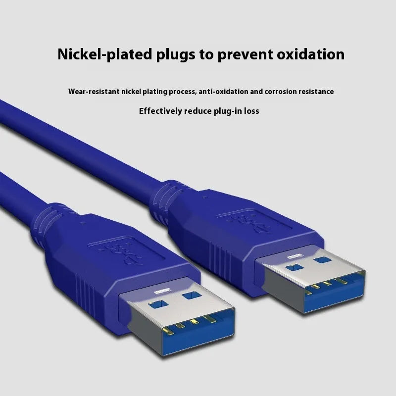 USB 3.0 Type A male to Type A male data cable for mobile hard drive boxes with nickel-plated connectors