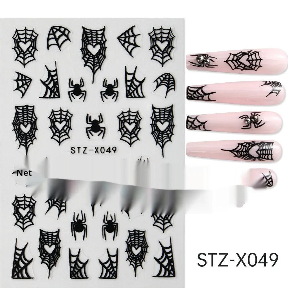 Black and silver strip cartoon nail art stickers on plastic patch