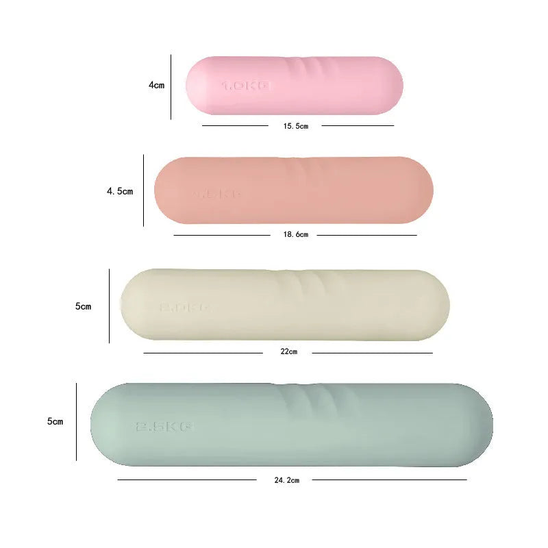 Silicone edging hand-drawn yoga dumbbell stick fitness equipment in various colours and weights