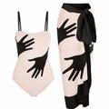 Women's two-piece bikini swimsuit with gauze skirt in polyester fabric