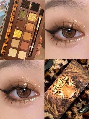 Twelve-colour animal theme eye shadow palette with shimmer and matte finishes