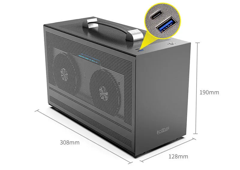 Hummingbird PRO Mini ITX desktop computer case in titanium gray and white colour options