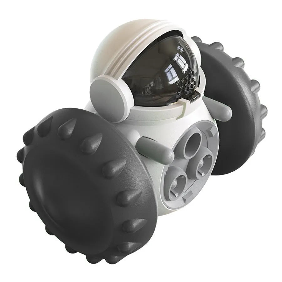 Robot-design self-balancing dog treat dispenser toy for small pets in multiple colour options