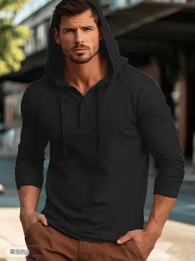 Cotton pullover hoodie in dark blue colour with European and American sizing