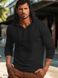 Cotton pullover hoodie in dark blue colour with European and American sizing
