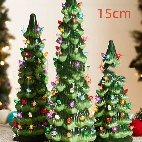 European style Christmas tree decoration lamp in resin construction showing colour light option