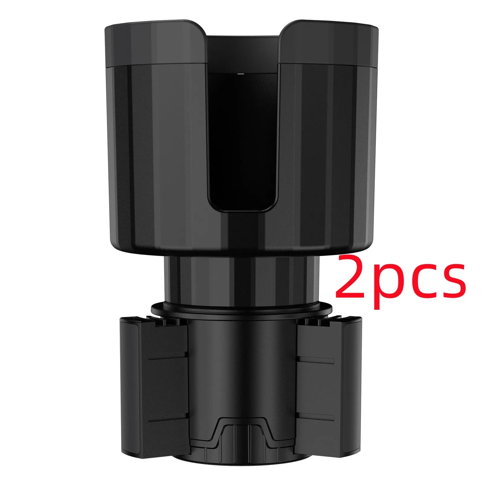 Matte black adjustable car cup holder expander for large bottles and travel mugs.