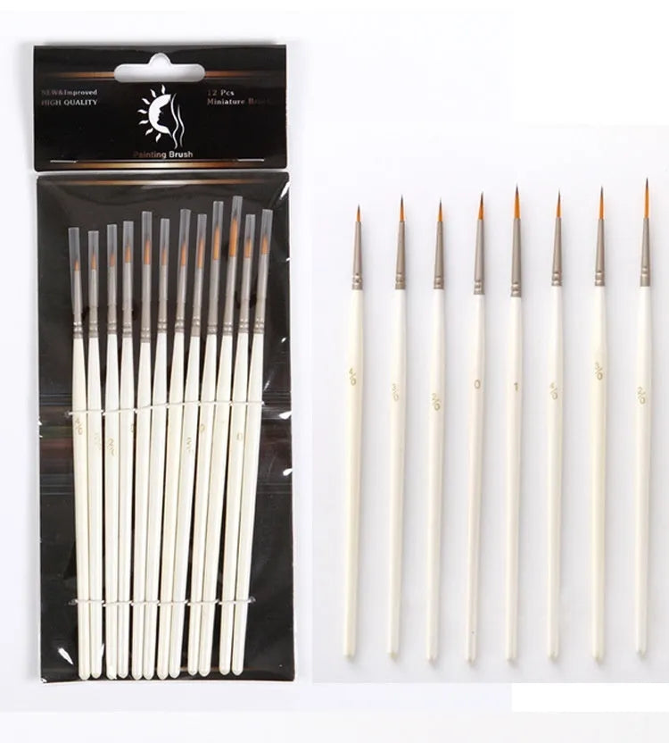12 fluorescent art marker pens with nylon wool brush tips and solid wood holders for multi-medium painting