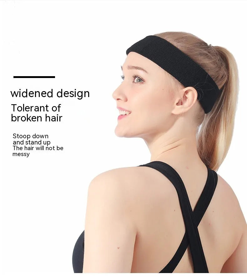 Solid colour elastic sports anti-sweat headband made from polyester spandex.