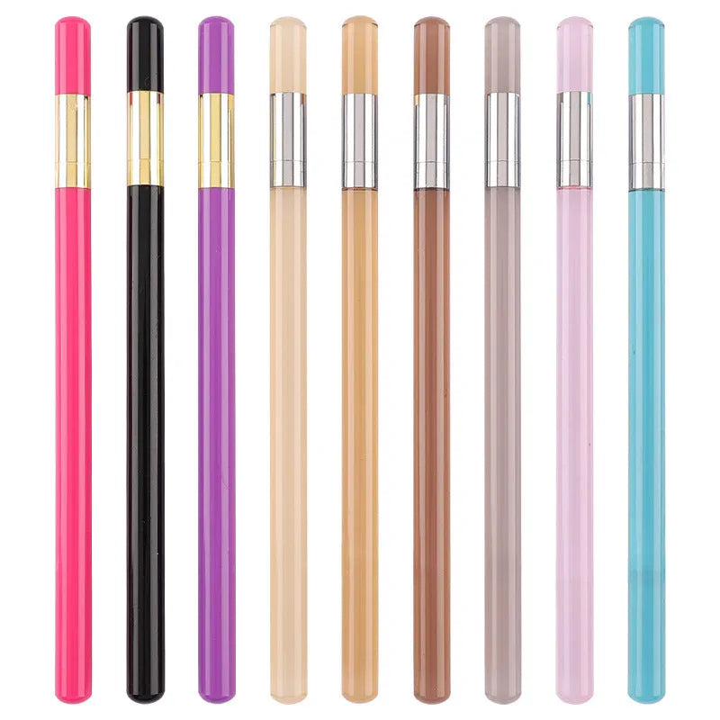 Transparent acrylic eternal pencil with alloy writing nib showing coloured graphite refill inside