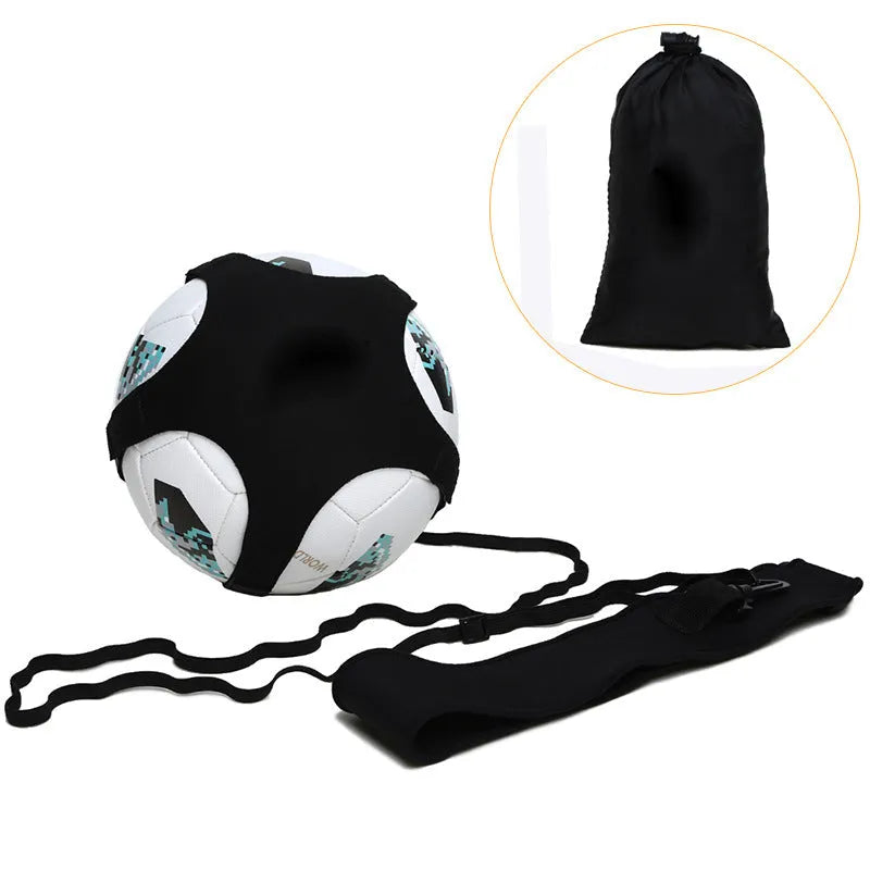 Black football juggling belt with rotating mechanism for training, 2 metre length