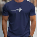 Men's loose fit T-shirt with 3D sports letter pattern in chemical fibre blend fabric, short sleeves
