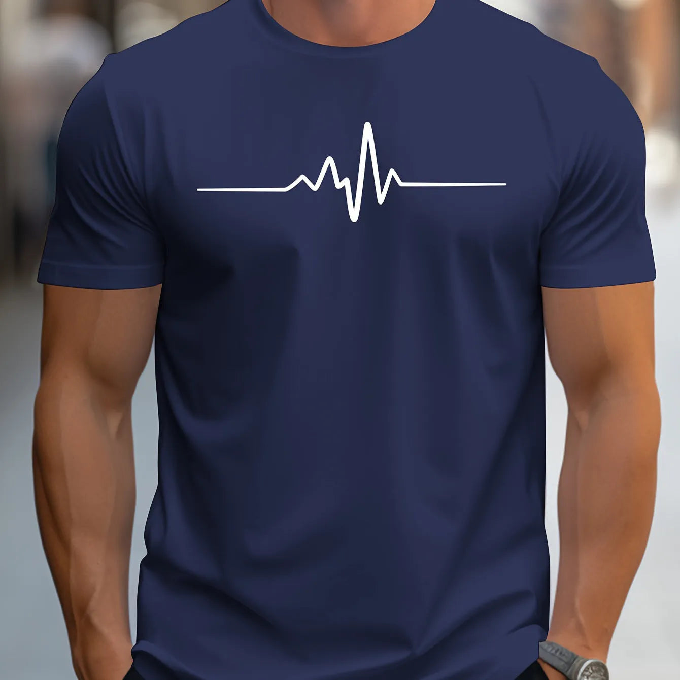 Men's loose fit T-shirt with 3D sports letter pattern in chemical fibre blend fabric, short sleeves