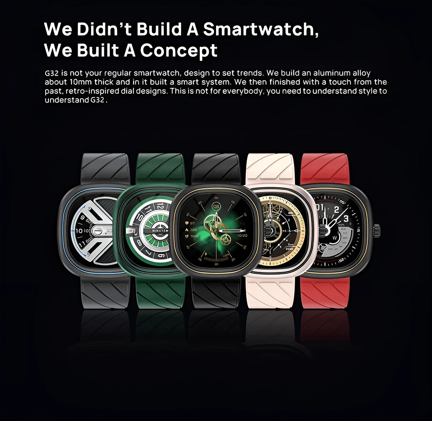 Smart bracelet sports watch with 1.32-inch touch screen on silicone wristband in black, green, or pink colours