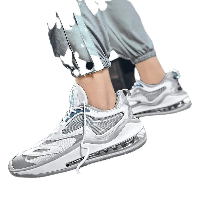 Men's Space Black summer casual shoes with air cushion and rubber sole