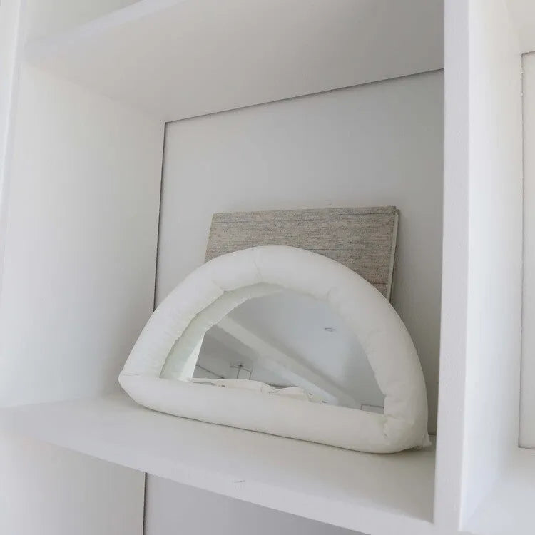 Hanging fabric mirror with cotton padding in modern simple style showing 23x40cm dimensions