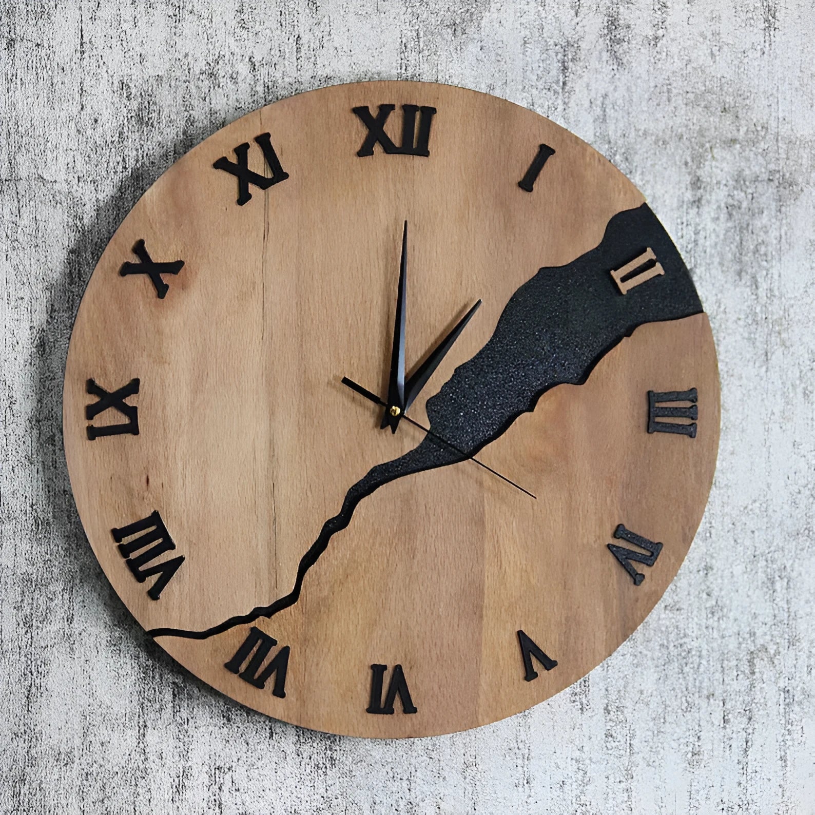 Simple wooden wall clock with minimalist dial in modern design for home décor