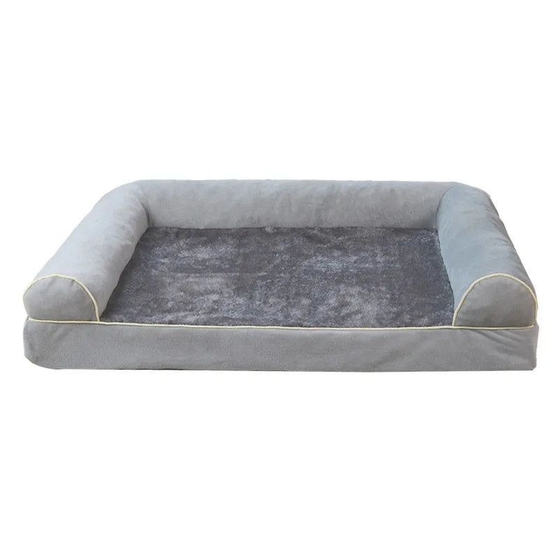 Square-shaped dog bed with sponge cushion, shown in a neutral colour like light grey or beige.
