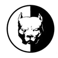 Reflective car sticker with superhero Bulldog pattern, 12x12cm in size, shown in red colour.