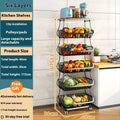 Black six tier free standing kitchen storage shelf trolley with modern design