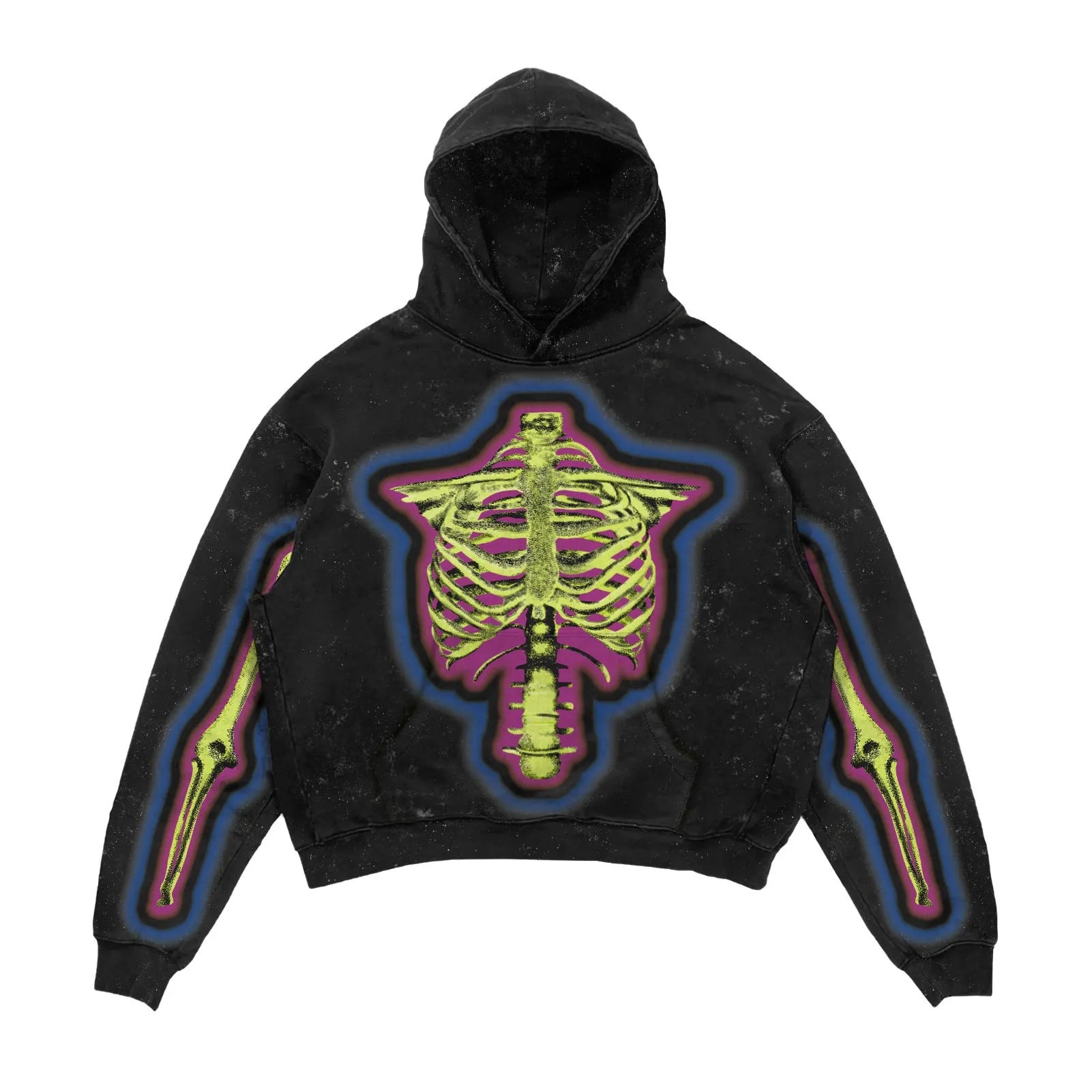 3D printed Halloween hoodie for men women black polyester slim fit round neck with patch bag
