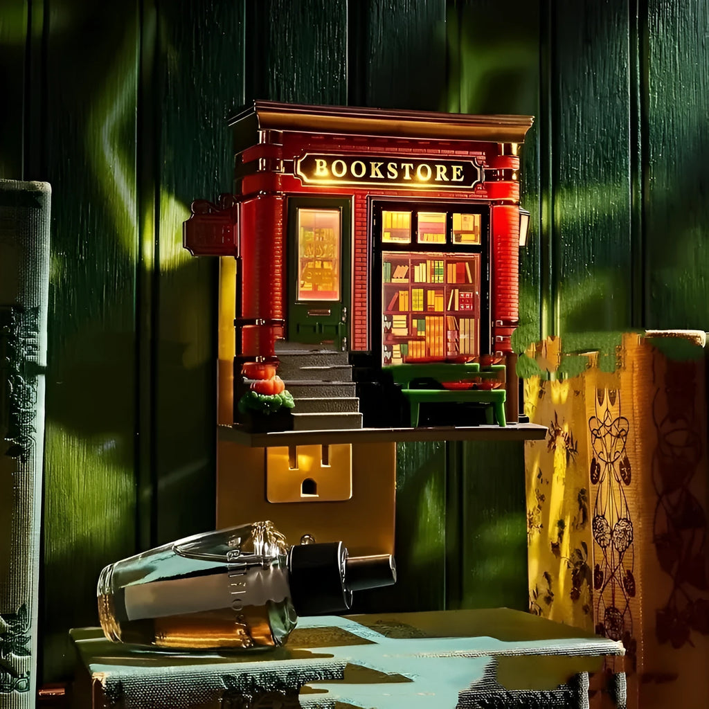 Cartoon style Christmas house resin night lamp ornament with US plug