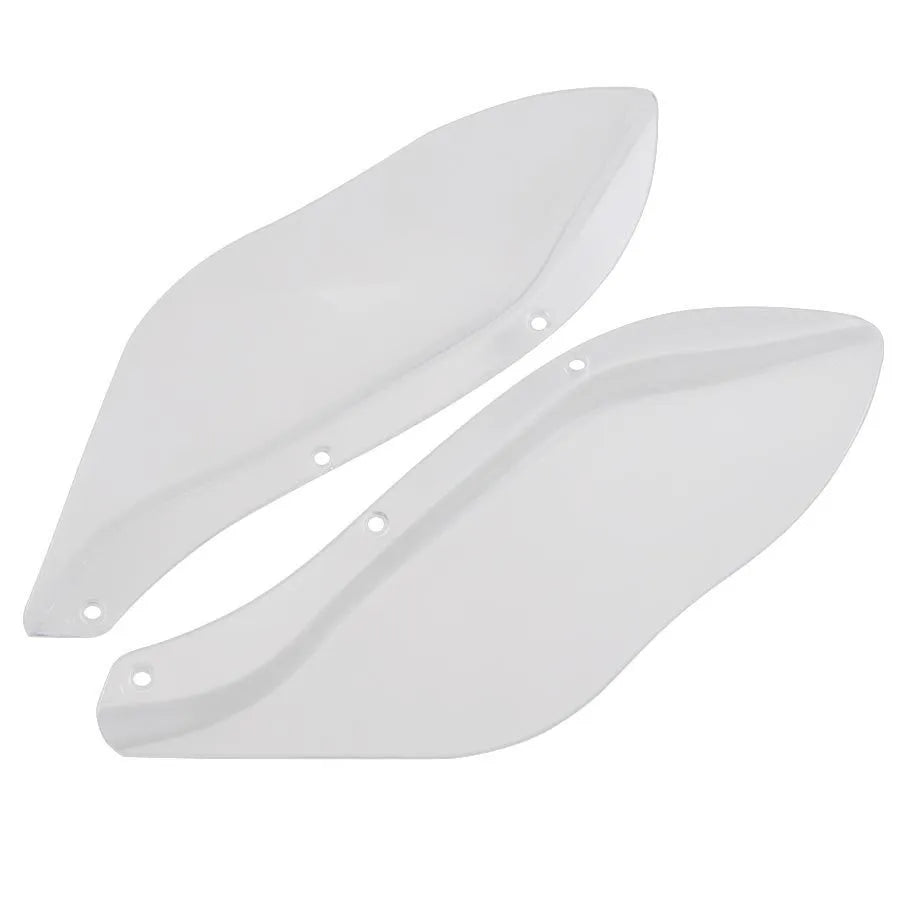 Harley-Davidson motorcycle windshield side covers in black and transparent options for Touring models