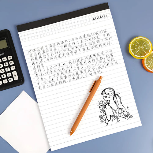 A4 tearable meeting minutes notebook with grid paper and wireless adhesive binding in assorted colours