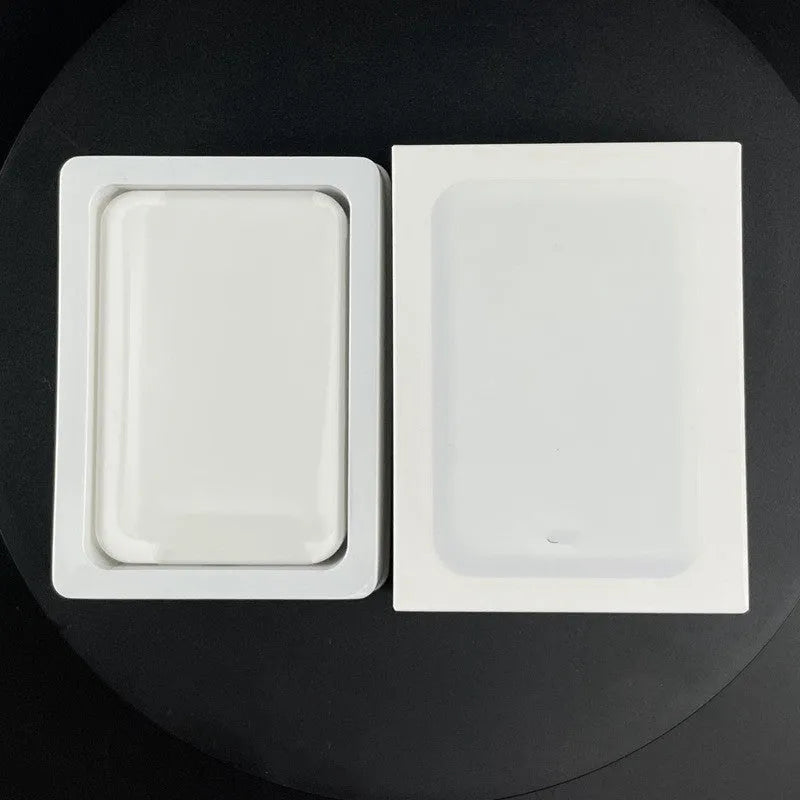 Magnetic wireless charging power bank in white PVC shell with 5000mAh capacity