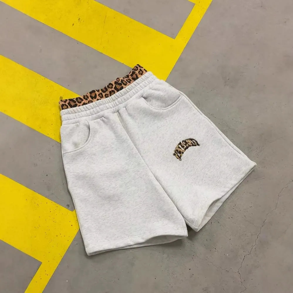 Men's patchwork double waist hip hop loose trousers in elastic polyester fabric