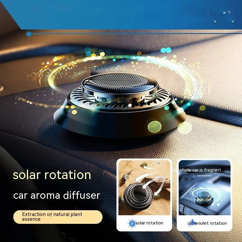 Solar-powered electromagnetic de-icing car aromatherapy decoration in black gulong or black ocean colour