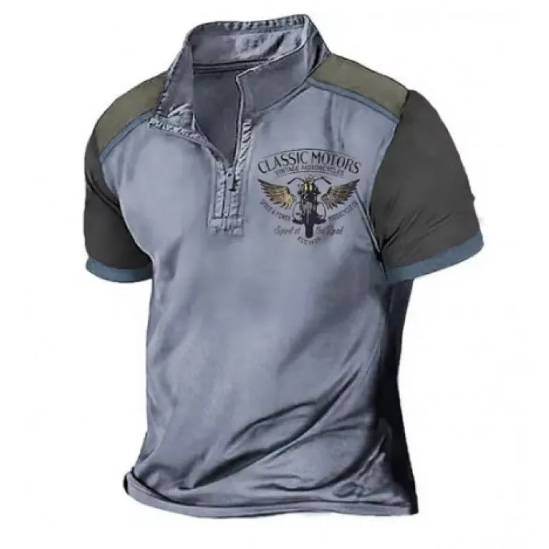 Solid colour golf polo shirt with loose fit pullover style, made from polyester bird eye cloth.