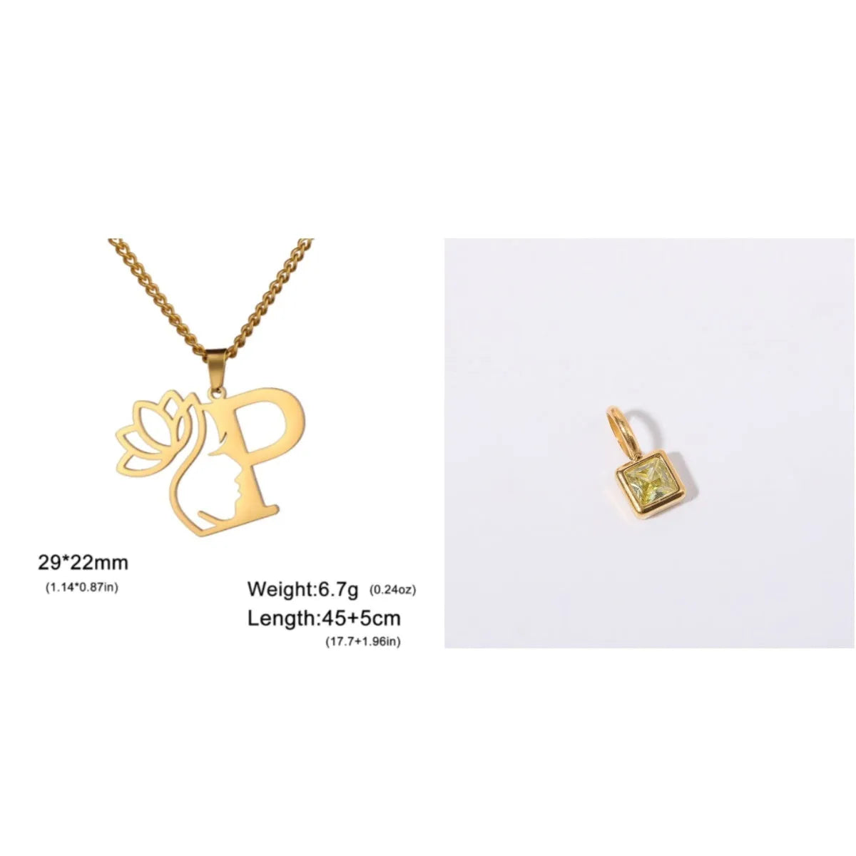 Stainless steel cross chain necklace with single pendant in gold or silver colour