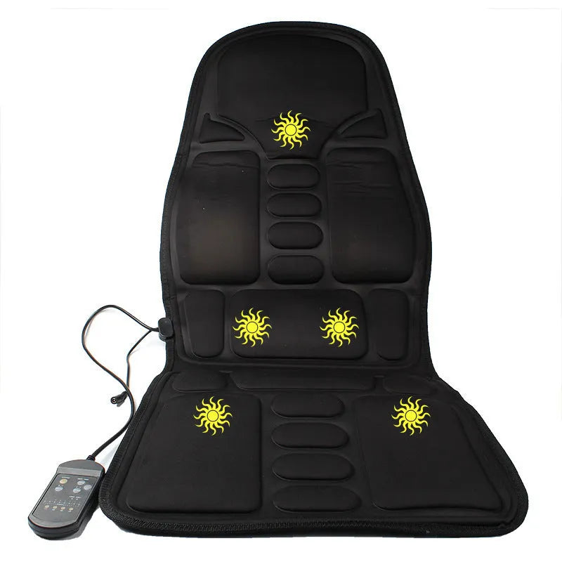 Black infrared heating massage mat seat cushion with AC power and variable speed control