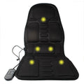 Black infrared heating massage mat seat cushion with AC power and variable speed control