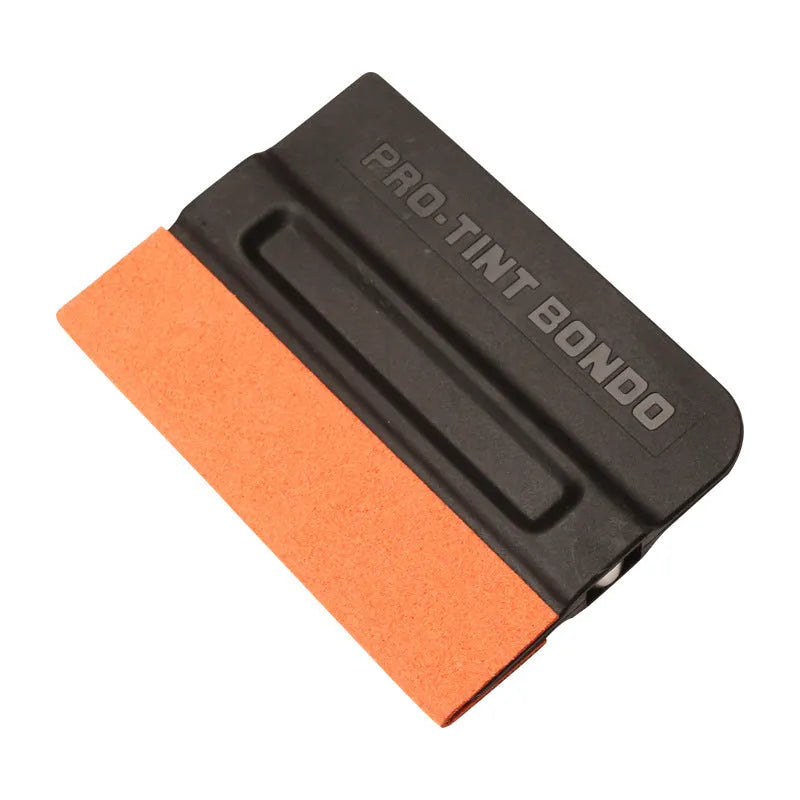 Car film scraper tool with ABS handle and four coloured scraping pads for vehicle wrap application.