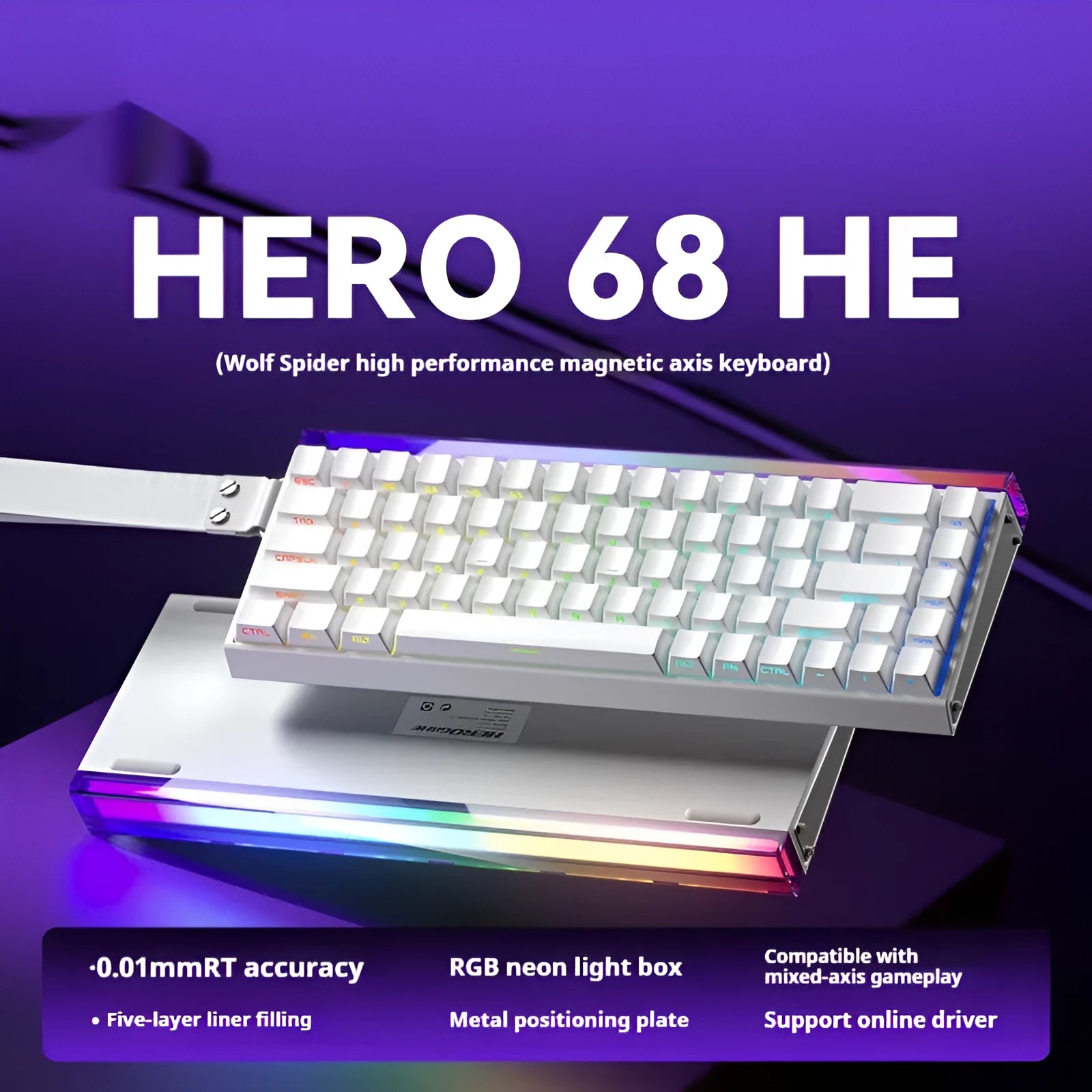 Magnetic axis mechanical keyboard with RGB lighting in various colour and style options