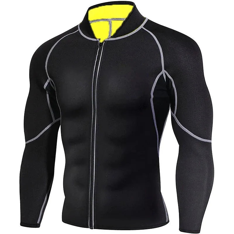 Neoprene men's running sports yoga sauna fitness suit with stitching detail in black