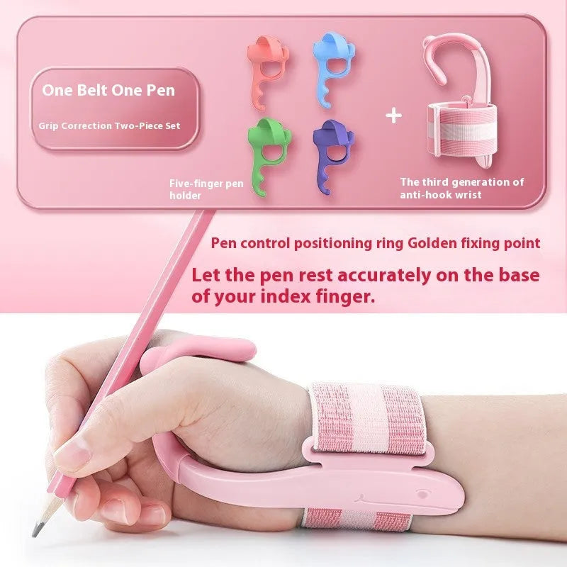 Blue anti-hook pen control corrector wrist brace with ABS nylon construction