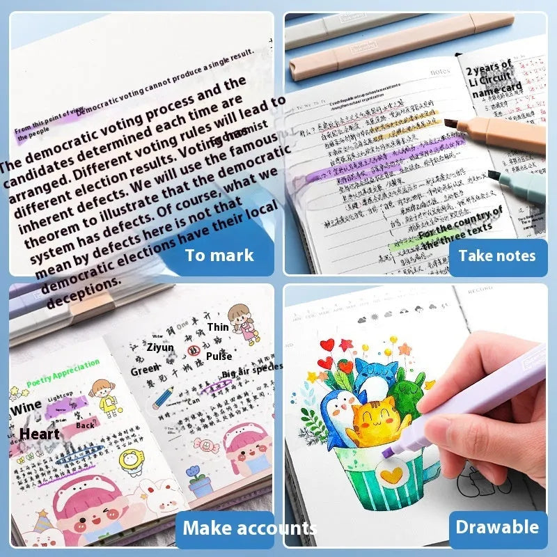 Set of double-ended fluorescent marking pens showing assorted bright colours from the Sweet and Salt series.