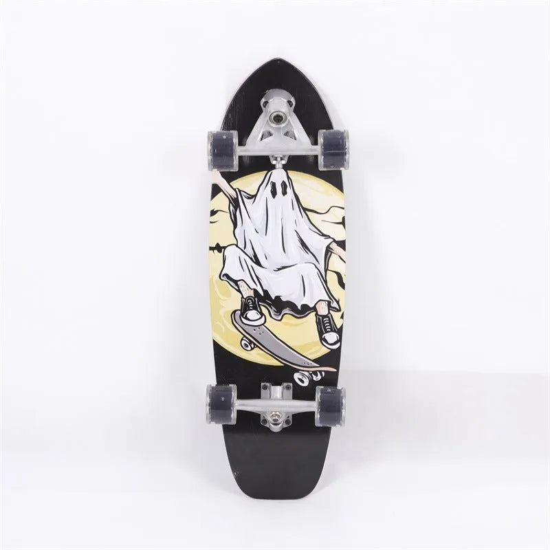 White 31-inch wooden street scooter with maple deck for adult urban riding.