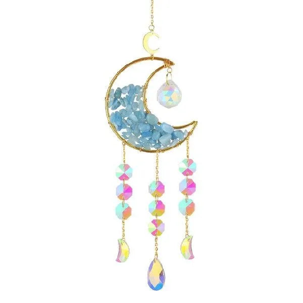 K9 crystal moon car pendant on 420mm chain in blue colour option