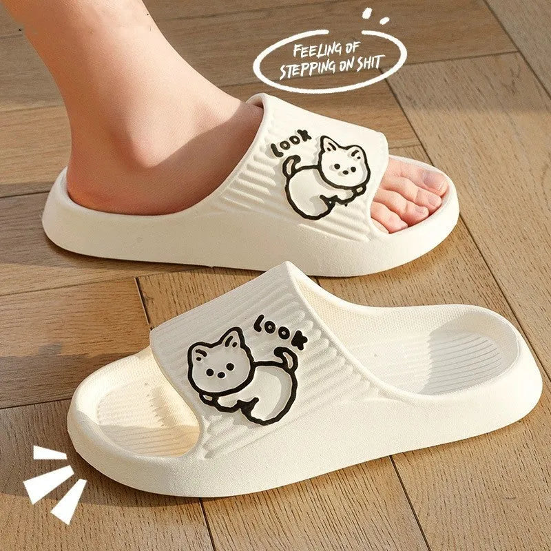Women's cat design platform slippers with thick EVA sole in multiple colour options