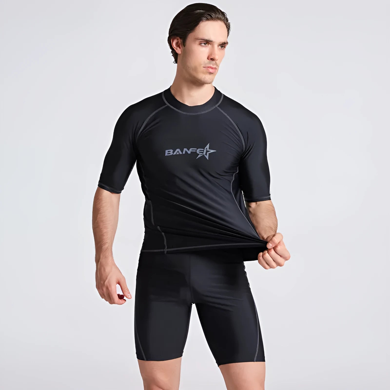 Men's half sleeve swimwear set for swimming snorkeling surfing with quick-dry nylon fabric