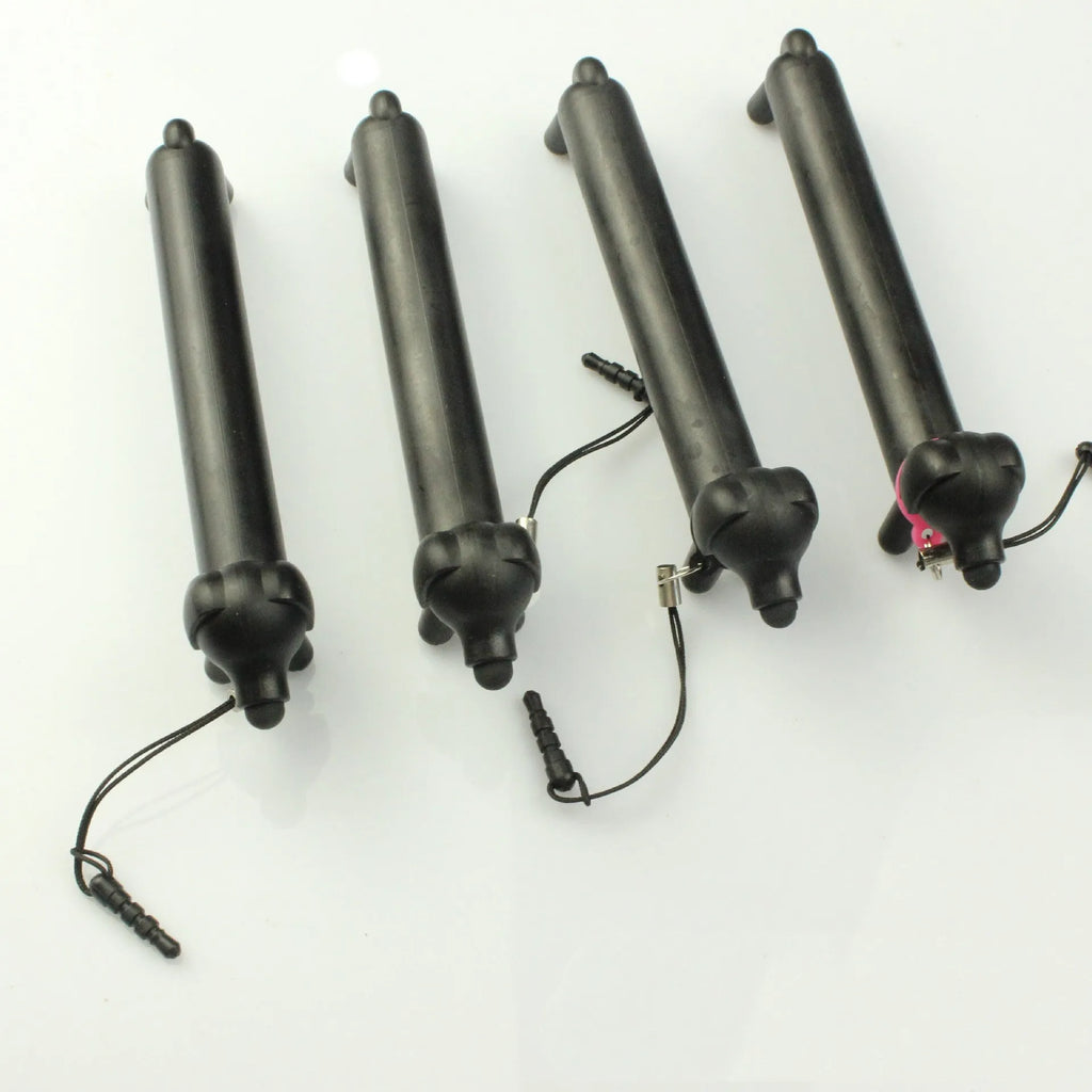 Black dog-shaped touch screen stylus pen with extendable design and phone stand function