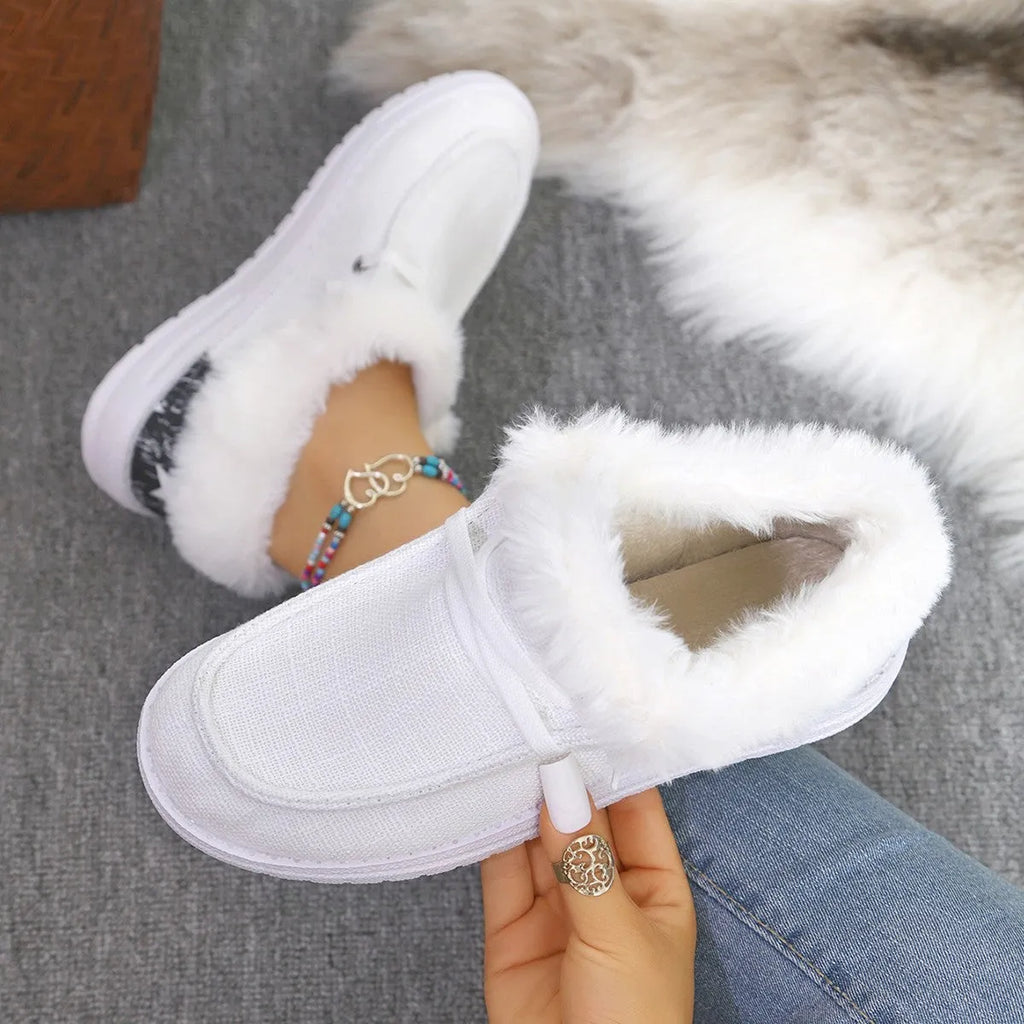 Women's Pumps Plus Size Flat Heel Furry Retro Casual Mom Shoes Suede Leather Round Toe Breathable Wear-Resistant Low Top Shallow Mouth Rubber Sole Oversleeves Style Available in Black White Gray Sizes 36-43